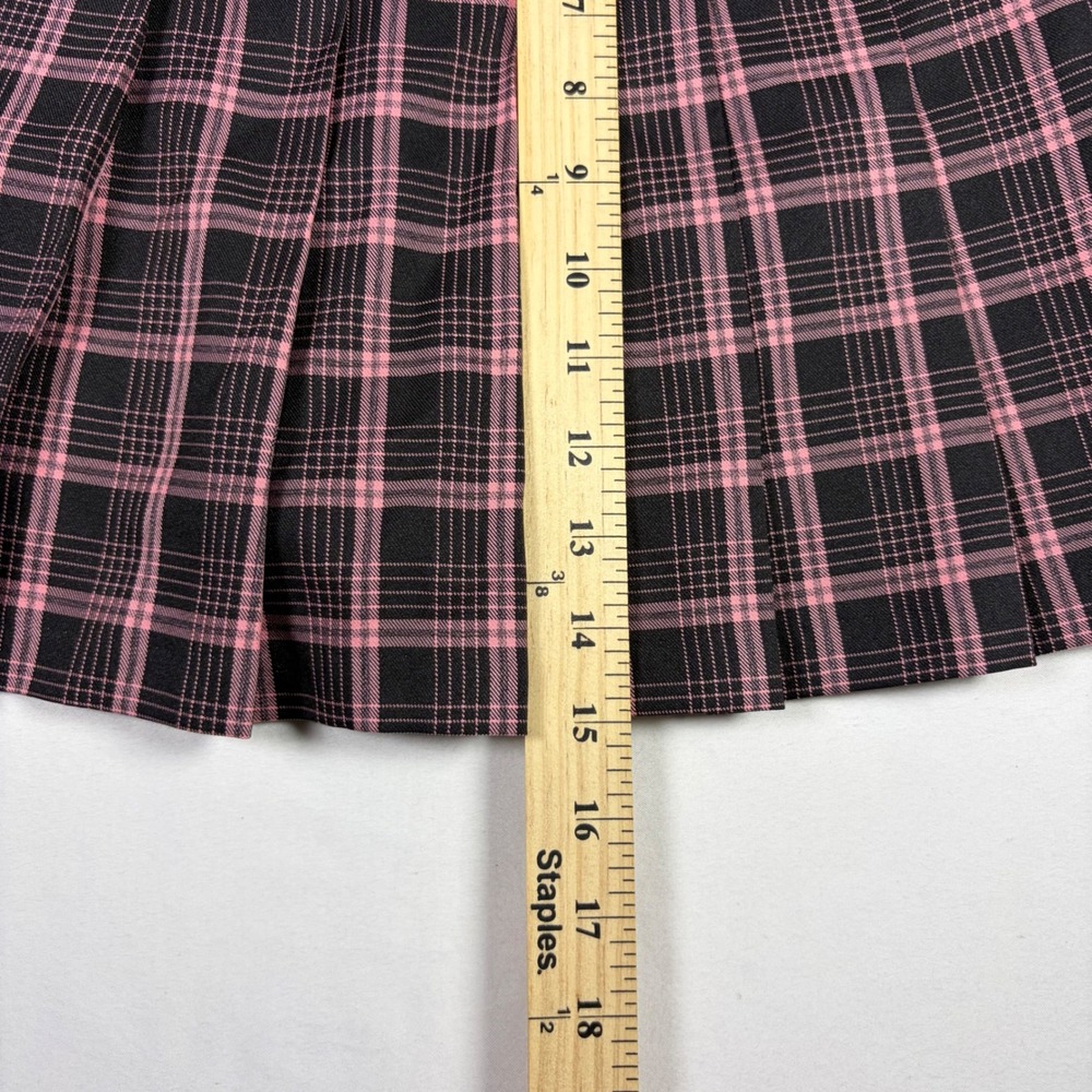 Wonderplace Pleated Mini Skirt Pink Black Plaid Check Schoolgirl Grunge Women S - Picture 3 of 8